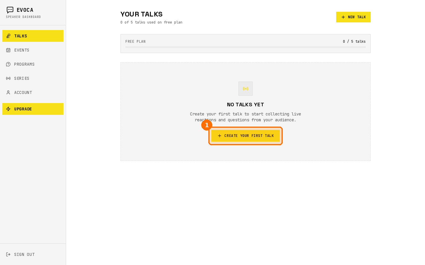 Empty Your Talks list with New Talk available