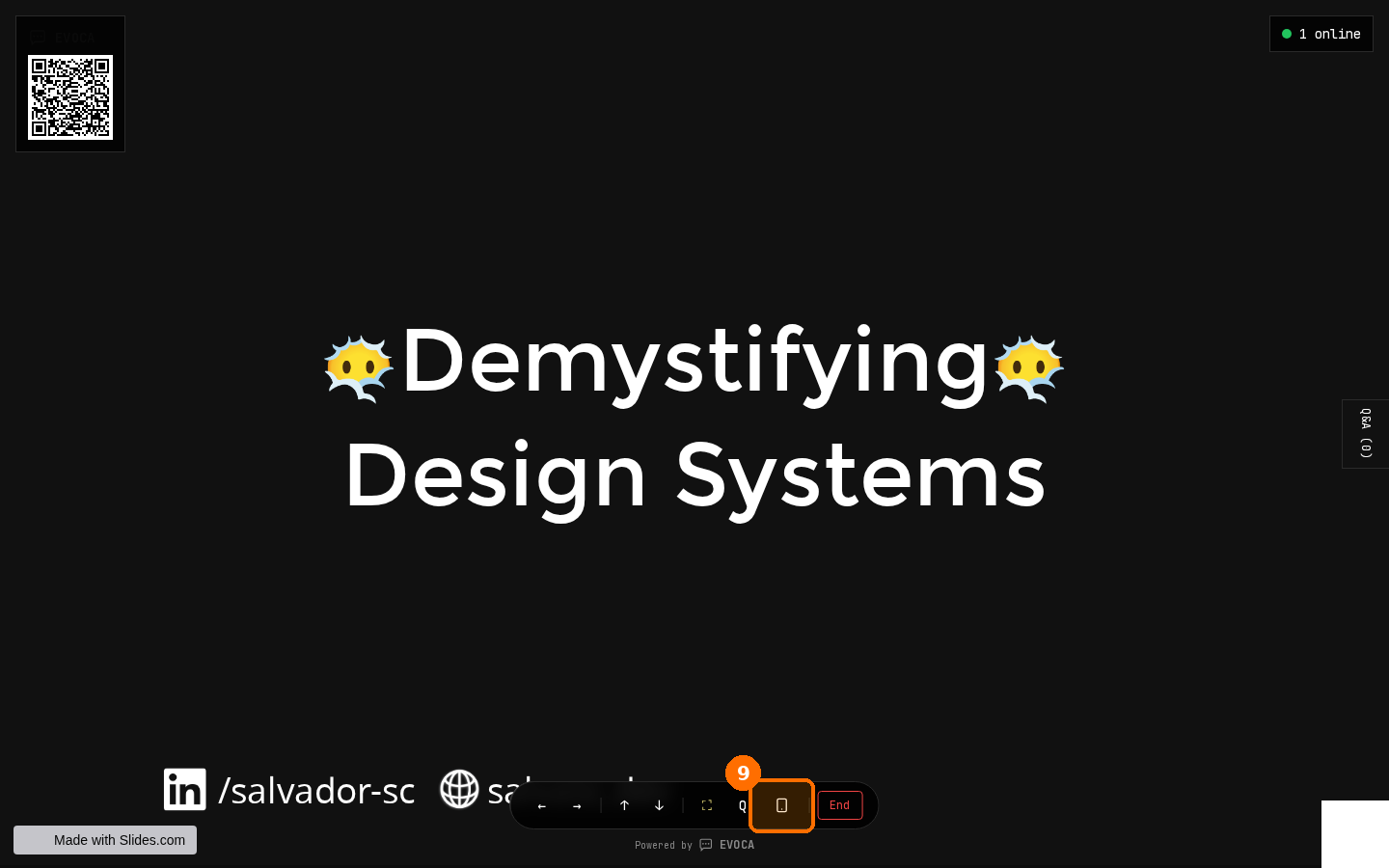 Live present view with slides and phone remote in the control bar