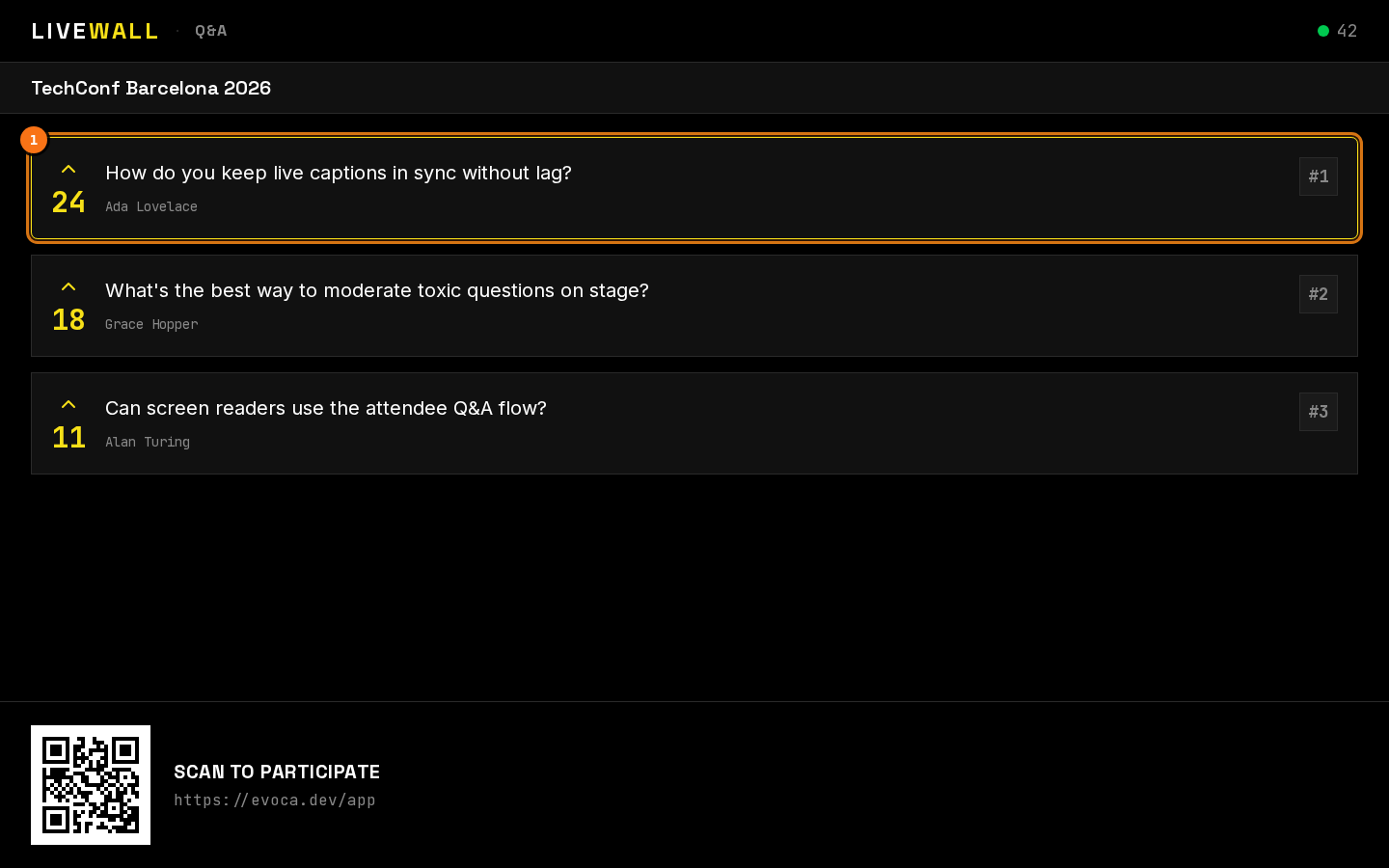 Live Q&A wall during a conference session
